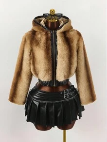 Amplova Chaqueta elástica con cremallera y parches de piel sintética sexy para mujer en otoño/invierno - Multicolor - Ver 11