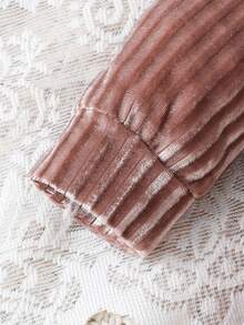 SHEIN Baby Girls Ribbed Knit Fleece Jumpsuit + Stylish Hat, Autumn/Winter Fall