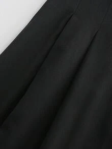 Modelyn 优雅高腰百褶中裙，时尚百搭 - 黑色 - 查看 4