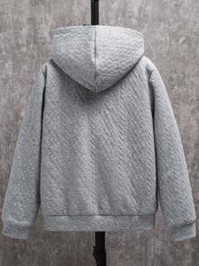 SHEIN Tween Boy Casual Loose Hooded Jacquard Thermal Lined Jacket, Suitable For Sports, School, Spring/Summer/Autumn/Winter Fall - Grey - View 3