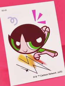 THE POWERPUFF GIRLS X SHEIN FanGlow Buttercup 1pc Colorful Cartoon Tattoo Sticker Suitable For Shoulder, Neck, Clavicle, Arm, Body Art, Temporary Waterproof Simulation Tattoo Sticker - Multicolor - View 6