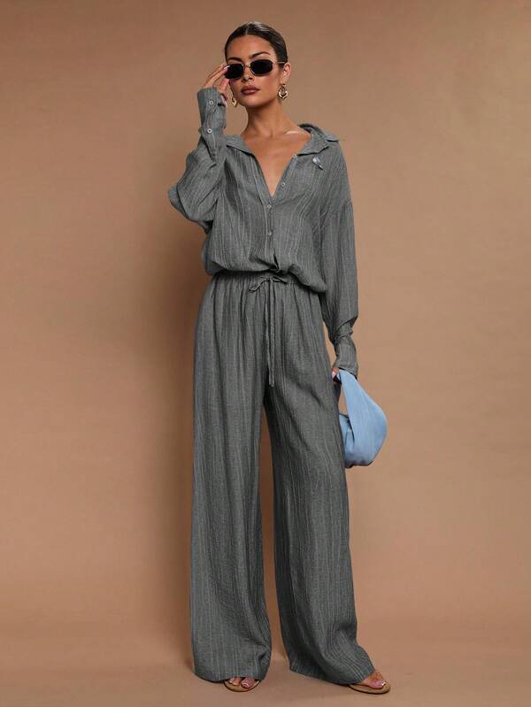 COSMINA Pantalones sueltos con cordón de mujer de moda casual