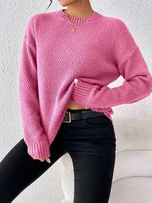 EMERY ROSE Áo len chui đầu dáng rộng đơn giản, màu trơn, thoải mái khi đi làm hàng ngày dành cho nữ, mùa thu/đông - Hồng - Xem 3