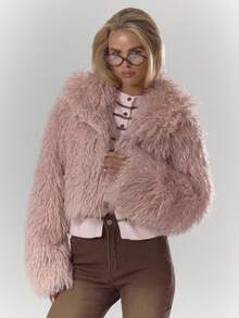 MUSERA Faux Fur Coat Fall Autumn Cosy Fluffy Cute Casual Coffee Club Winter Evening