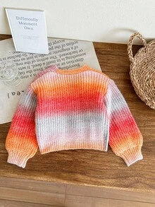 SHEIN LMoss Kids Cardigan ample décontracté avec fleurs 3D blocs de couleurs pour jeune fille, vêtements d'automne et d'hiver pour fille - Multicolore - Voir 2