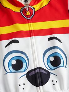 SHEIN | PAW Patrol 男童休闲可爱卡通狗印花长袖拉链连帽宽松外套，适合春秋季 - 紅色 - 查看 3