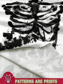 Attitoon Women's Skeleton Graphic Print Cami, Black White Distressed Summer Tank Top,Summer Tops Back To School - White - View 3