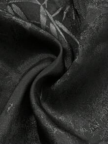 DAZY Traditional Chinese Style Bamboo Pattern Jacquard Satin Pajama Set, Fall Clothes - Black - View 6