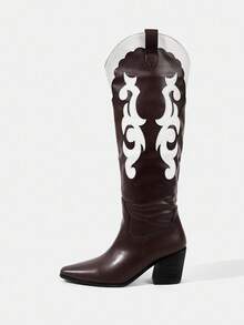 Styleloop Giày bốt đế gỗ ấm áp thoải mái, đơn giản dành cho nữ, thích hợp cho Halloween, Giáng sinh, tiệc tùng, lễ hội âm nhạc, mùa thu - Nhiều màu - Xem 11