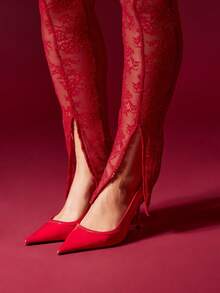 MISSGUIDED 奢华蕾丝长袖两件套露脐上衣高腰裤节日派对晚宴假日俱乐部场合秋冬季特殊场合 - 紫羅蘭色 - 查看 8