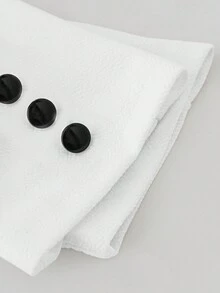 SHEIN Clasi 女士拼色双排扣西装外套 - 黑與白 - 查看 4