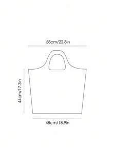 SHEIN X Care Bears 1 pieza Bolso de tela plegable de poliéster con estampado de personaje de dibujos animados lindo, bolso de mano con bolsita adjunta en cadena de cuentas, osos,