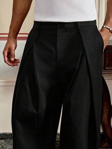 EASEVO 秋季大码男士纯色休闲裤 - 黑色 - 查看 6