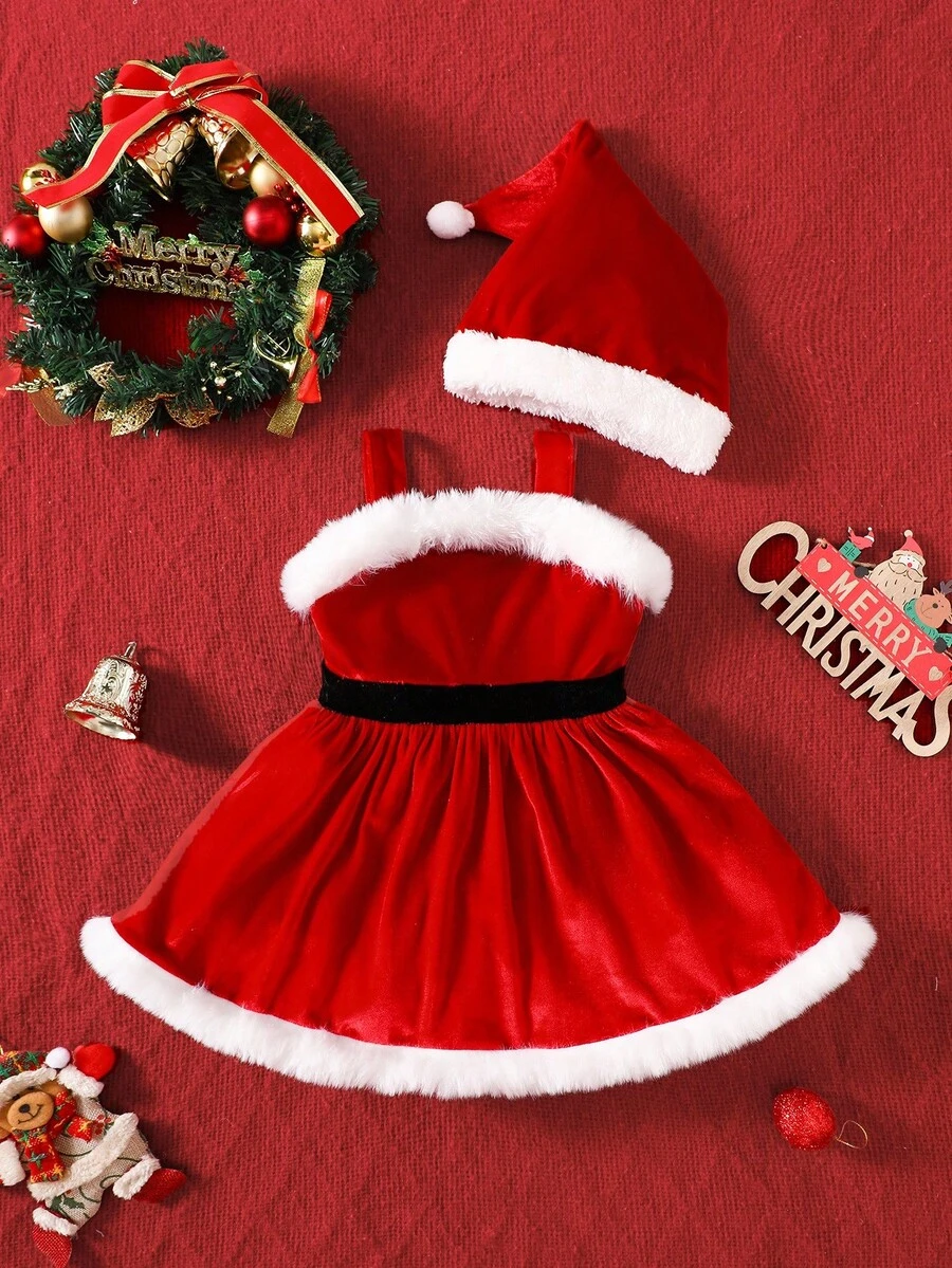 SHEIN 女童圣诞帽裙，秋冬