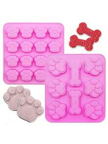 1pc Dog Paw & Bone Silicone Mold, Baking Mold, For Jelly, Candy, Chocolate, Ice Cube, Can Be Used To Bake Dog Snacks And Biscuits