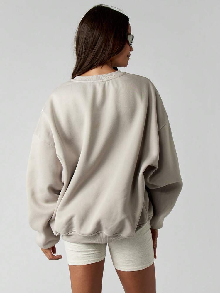 MISSGUIDED Oversized Crew Neck Pullover Sweatshirt With Ribbed Cuffs And Hem For Casual Comfort