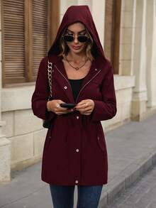 EMERY ROSE Women's Solid Color Minimalist Casual Long Sleeve Regular Jacket - Rose Red - View 6