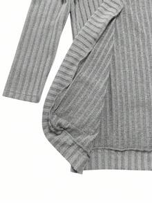 EMERY ROSE Women's Casual Ribbed Brushed Open Front Side Pocket Shorts Thin Jacket - Light Grey - View 7