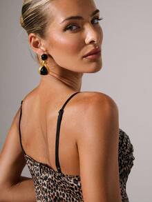 COSMINA Women's Fashionable Sexy Leopard Print Spaghetti Strap Dress - Multicolor - View 4