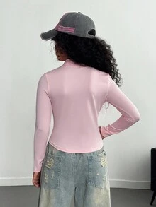 Tween Girl Fitted Waist Casual Pink Jacket Fall Winter - Pink - View 2