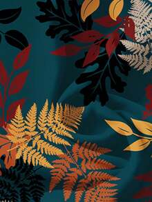 Rusticease Blue Background Autumn Leaf Print Shirt - Multicolor - View 7