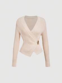 SHEIN MOD Suéter envolvente de cuello en V elegante y casual para mujer en otoño/invierno