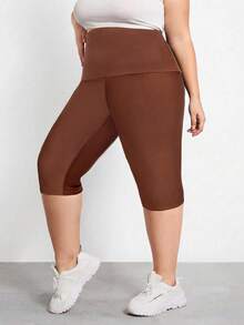 SHEIN CURVE+ Legging capri sculptant taille haute grande taille. Gaine sculptante pour le corps entier, rehausseur de fesses, contrôle du ventre et des cuisses