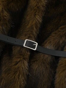 2pcs/Set Girls Sleeveless Fluffy Vest Jacket & Textured Fitted Knit Dress, Casual Vacation Outfit Fall Winter - Black - View 5