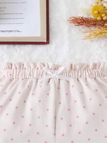 SHEIN Pantalones de niña bebé de estilo princesa con estampado de lunares 3D, de tela suave, adecuados para actividades tanto en interiores como en exteriores, de moda para otoño/invierno - Multicolor - Ver 5