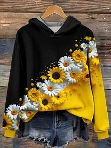 EMERY ROSE Plus Size Women's Floral Print Sweatshirt Pullover Fall Winter Autumn - Multicolor - View 1