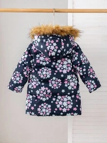SHEIN Young Girl Cute Fleece Hooded Padded Coat, Versatile For Autumn/Winter Fall - Multicolor - View 2