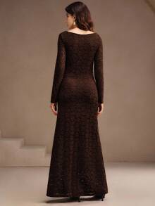 Anewsta Vestido Longo Elegante Marrom Novo para Mulheres, Adequado para Festa, Ação de Graças, Natal, Outfit Aconchegante de Outono e Inverno