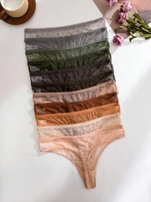SHEIN Quần lót lọt khe lưới hình trái tim thông thường dành cho nữ 11 chiếc/gói - Nhiều màu - Xem 2