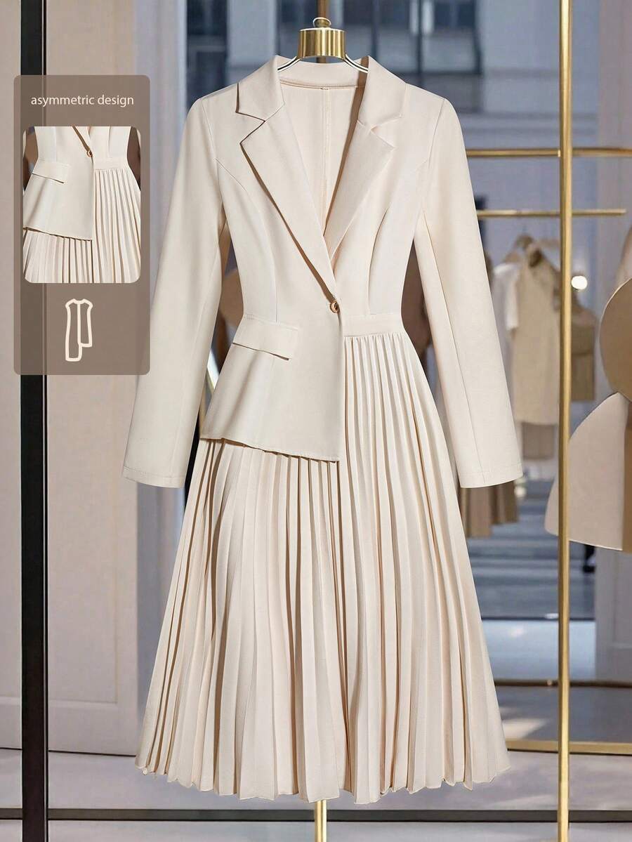 Franclia Women's French Style Elegant Blazer Collar High-End 2 In 1 Dress Fall Cloth For Women