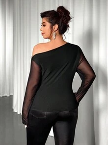 Cravure Áo thun tay dài lưới trong suốt đính sequin nhiều màu sắc thời trang mới dành cho nữ - Nhiều màu - Xem 2