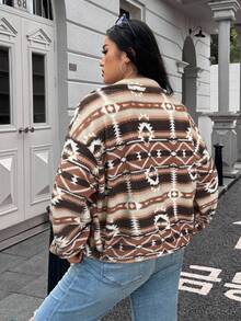 Muchica Plus Size Women's Casual Zipper Multi-Color Short Jacket In Fall/Winter - Multicolor - View 2