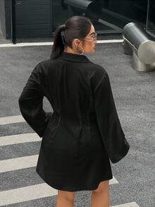 Muchica 女式黑色休闲长袖连衣裙