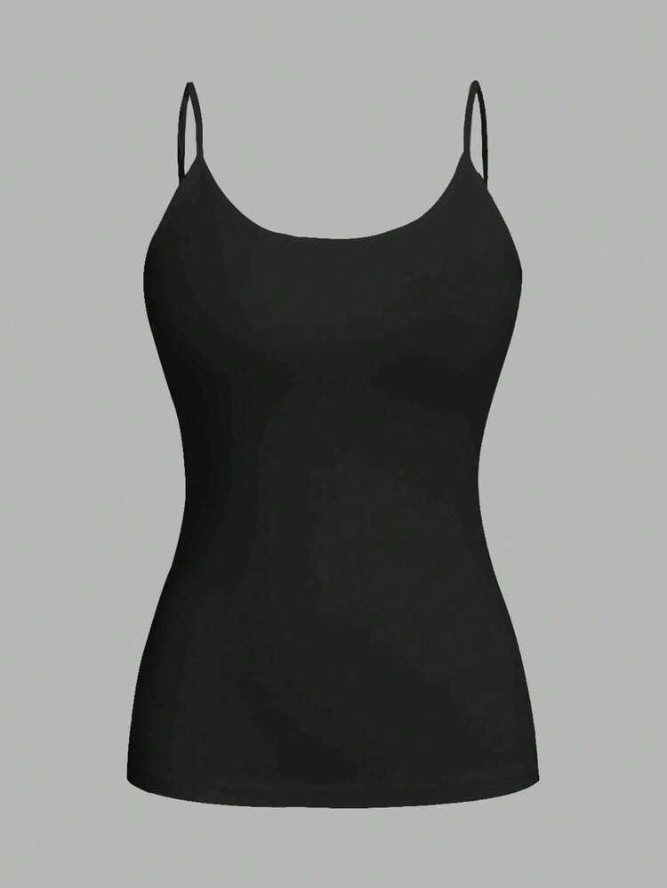 SHEIN EZwear 4pcs/Set Plus Size Women Casual Tight Fitting Camisole Tops, Suitable For Summer - Black - View 3