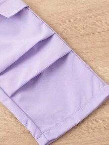 SHEIN Playful Pals Áo thun tay ngắn màu trắng phong cách đường phố thời trang dành cho bé gái có họa tiết in, kết hợp với quần ống rộng màu hồng, mùa hè - Màu tím - Xem 7