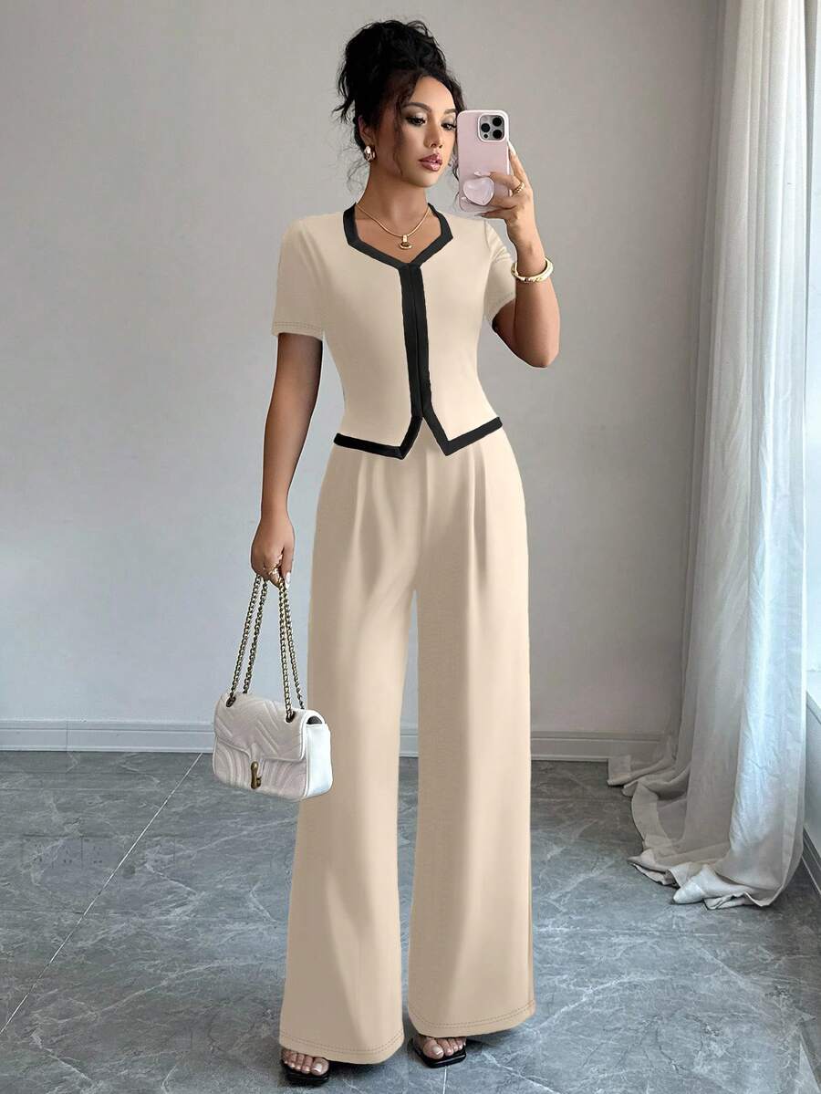 Elenzga Bộ đồ hai mảnh thanh lịch cho kỳ nghỉ hè và đi làm dành cho phái đẹp - Nhiều màu - Xem 1