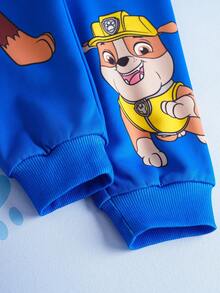 SHEIN | PAW Patrol Set de 2 piezas de ropa deportiva informal para niño pequeño, que incluye sudadera con estampado de cachorro de dibujos animados y pantalón de chándal de punto para uso casual al aire libre