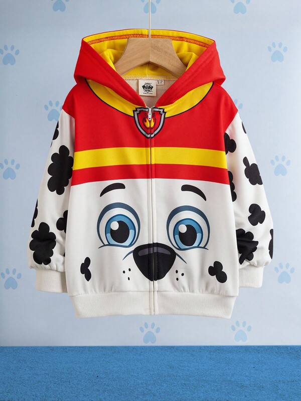 SHEIN | PAW Patrol Young Boy Casual Cute Cartoon Dog Print Long Sleeve Zip-Up Hooded Loose Coat, Suitable For Spring & Autumn Cute Jacket Kids Character Clothes Hoodies For Kids Boys Children Jacket Fall Winter