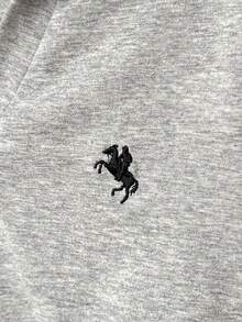 少女灰色百搭长袖T恤，设计师款，夏季休闲图案刺绣Polo衫，及腰修身剪裁，干净利落的灰色长袖上衣，Y2K风格上衣 - 灰色 - 查看 3