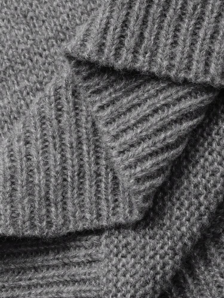 Men's Letter Jacquard Knit Sweater, Dark Grey, Autumn