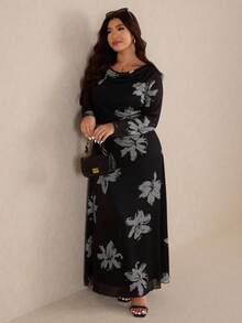 Elaquor Plus Size Women's Hooded Tie Dye Print Maxi Dress, Fashionable Casual Elegant Loose Dress, Spring/Summer New, Soft Mesh Fabric, High Elasticity, Plus Size Curve Elegant Dress Plus Size Elegant Dress, Elegant Dresses For Women, Elegant Dresses For Party