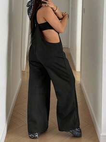 Maweii 大码女式性感可调节肩带直筒阔腿连体裤