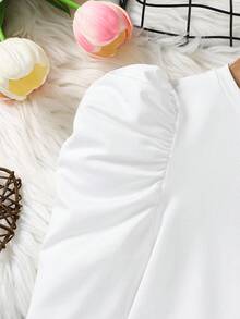 Emery Rose Kids Emery Rose Kids Young Girl Chic Casual Elegant Commuting Gigot Sleeve Fitted Long Sleeve T-Shirt, Autumn Tee Fall ,Mom And Daughter & Sisters  Matching Winter