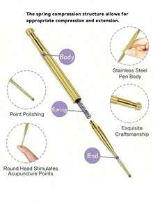 1 件青铜穴位按摩棒，不锈钢穴位按摩笔，适用于全身、眼周、面部经络、足底 - 彩色 - 查看 3