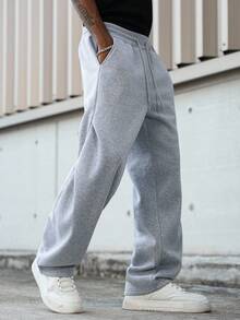 Manfinity Hypemode Men's Solid Color Pocket Drawstring Waist Casual Sweatpants