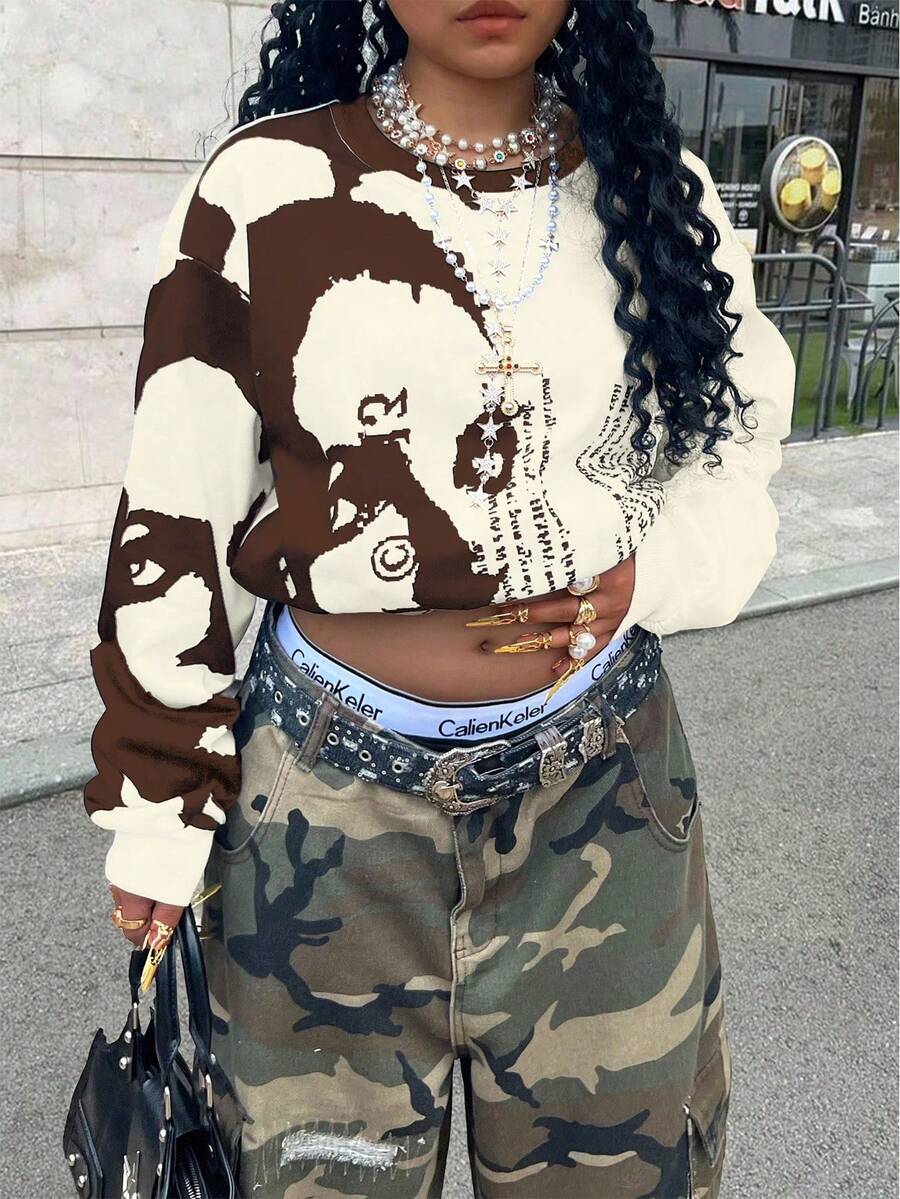 Rovax Sudadera de cuello redondo oversize con hombros caídos y mangas largas